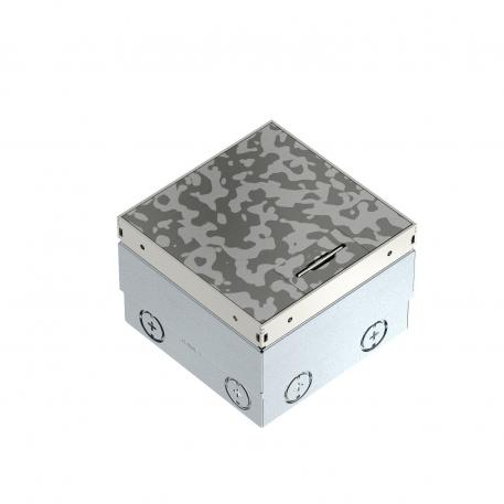 Vloerdoos UDHOME2, met snoeruitlaat, zonder uitsparing vloerbedekking, geen uitrusting, roestvrij staal, decorplaat: Spots