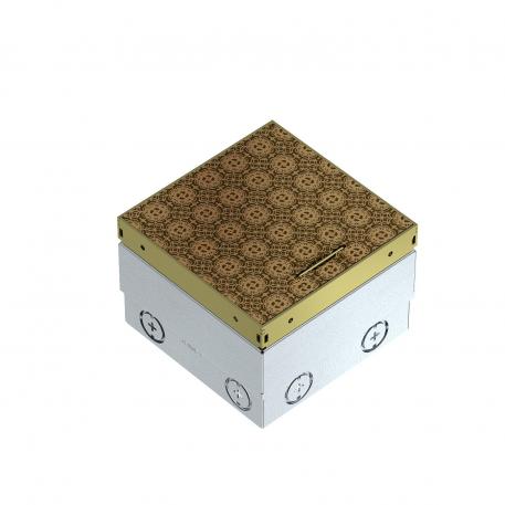 Vloerdoos UDHOME2, met snoeruitlaat, zonder uitsparing vloerbedekking, geen uitrusting, messing, decorplaat: Marygold